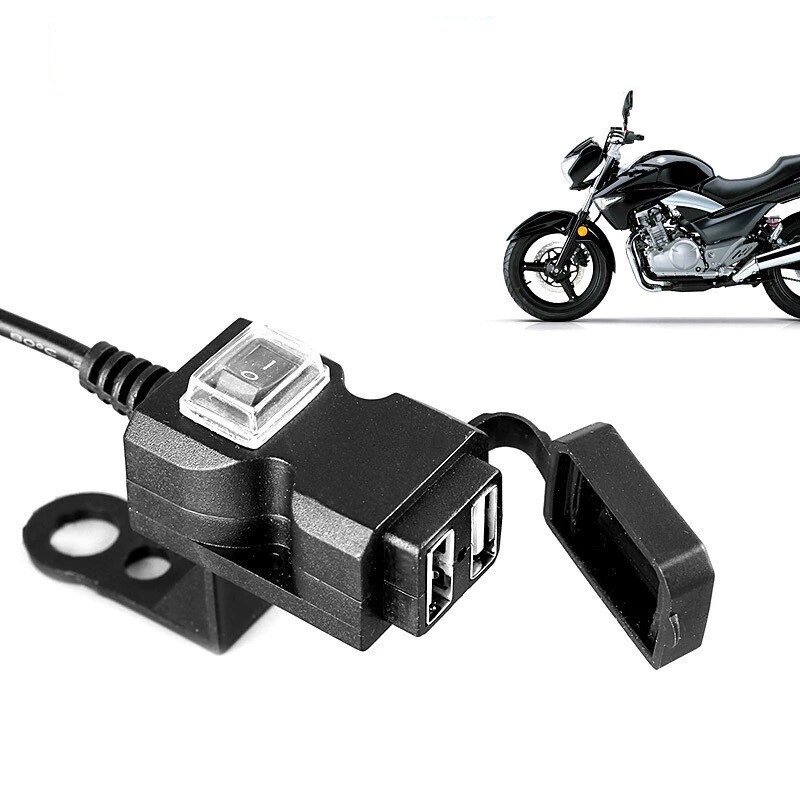 Зарядний пристрій для телефону на кермо мотоцикла OEM MC-01, 2-ма USB портами, 9V-24V