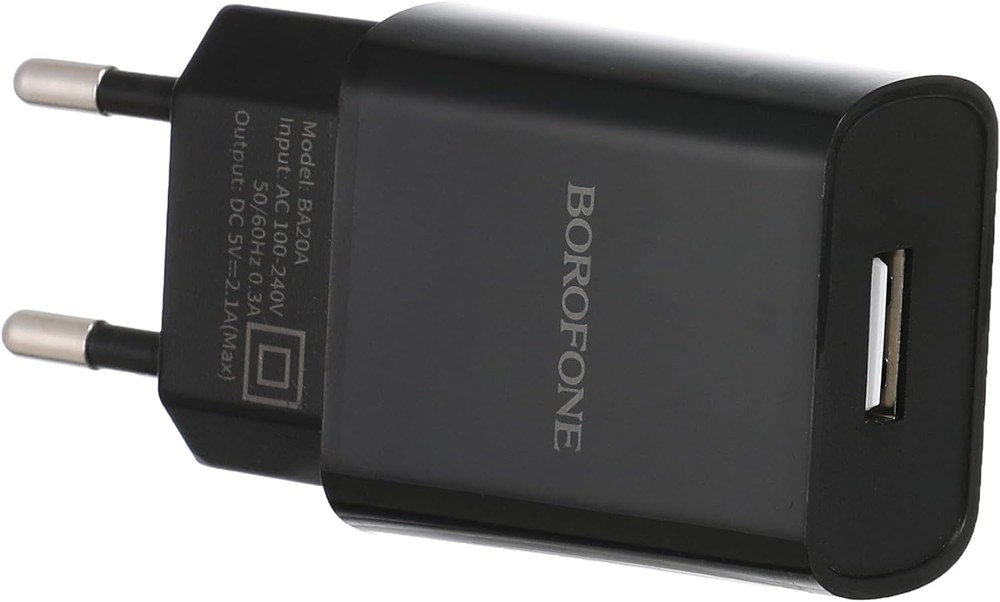МЗП / USB блок живлення Borofone BA20A, 5V, 2.1A,  Чорний