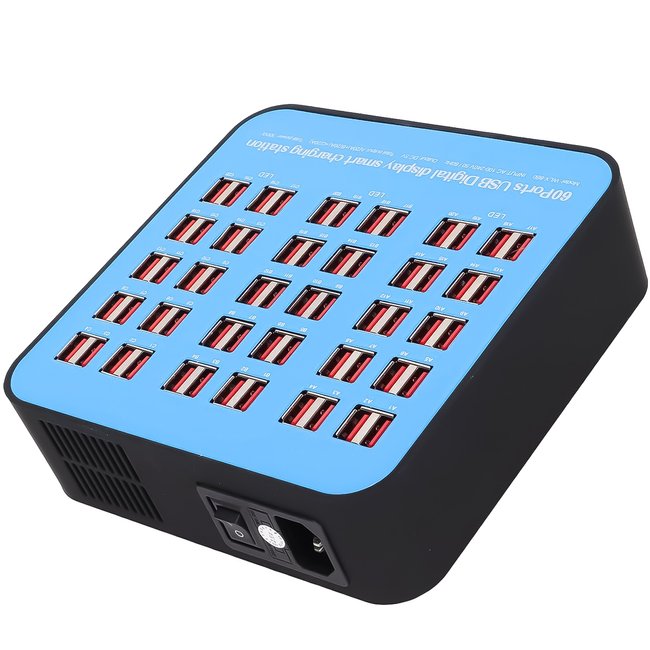 Мультизарядная док станция на 60 USB портов Digital Lion WLX-860, 300W, голубая