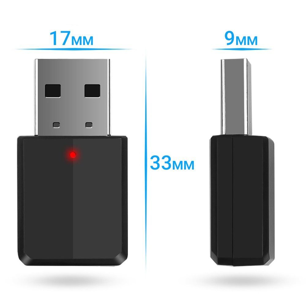 USB Bluetooth 5.1 адаптер аудіо приймач звуку Addap UBA01, AUX, з мікрофоном