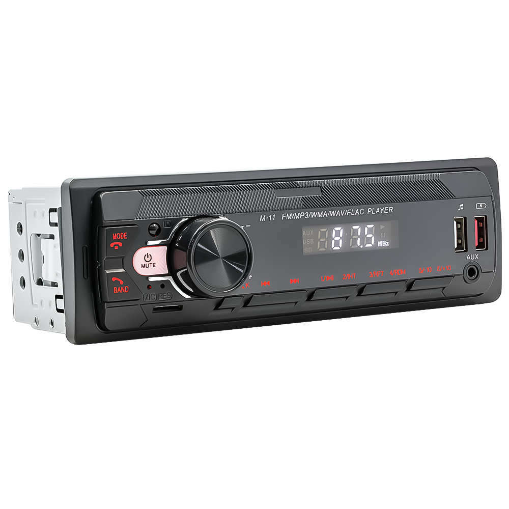 Автомобільна магнітола 1DIN Podofo A-3032 з Bluetooth, FM-радіо, голосовим помічником | MP3 плеєр в машину з підсвіткою, AUX, USB, додатком, black