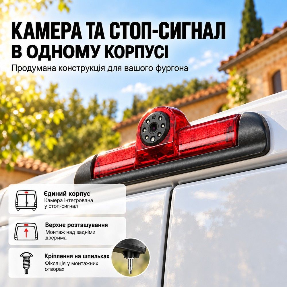 Камера заднього виду Podofo Y3213 для Fiat Ducato/Citroen Jumper/Peugeot Boxer 2006-2016