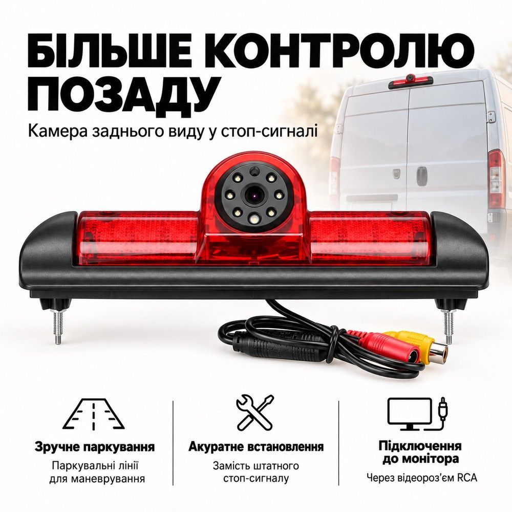Камера заднього виду Podofo Y3213 для Fiat Ducato/Citroen Jumper/Peugeot Boxer 2006-2016