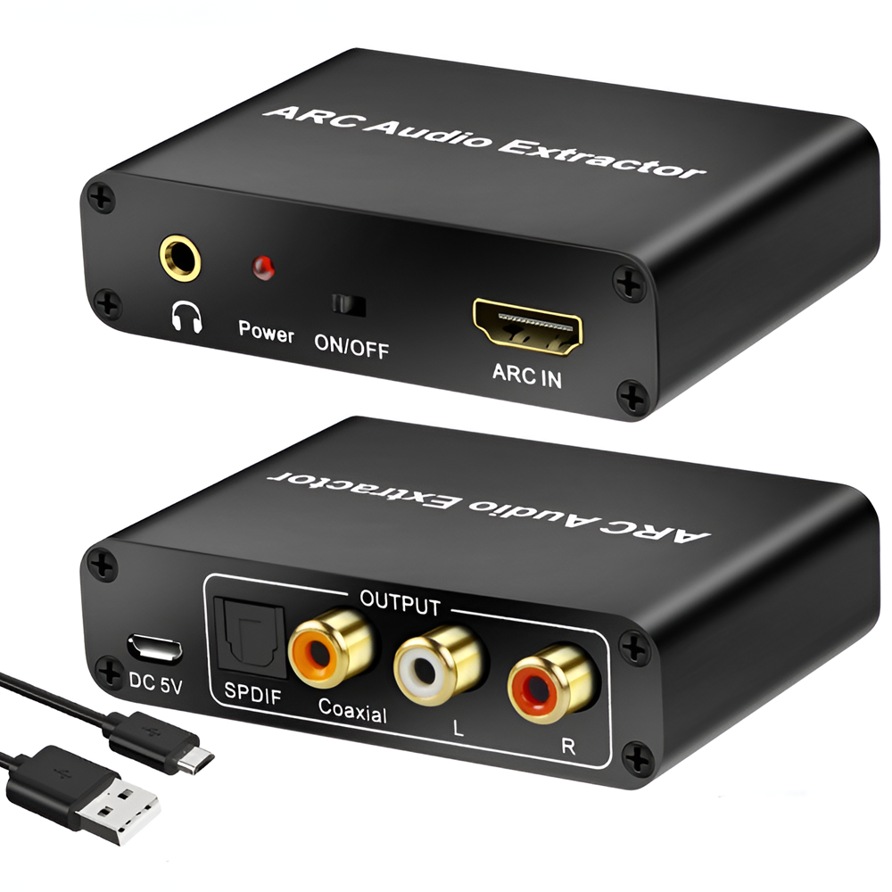 HDMI ARC аудио экстрактор Addap HAE03 192kHz, конвертер звука из цифрового HDMI ARC/Optical/Coaxial на аналоговый RCA, AUX 3.5 мм, 192kHz