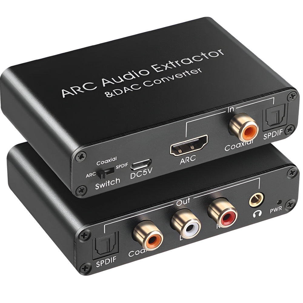 HDMI ARC аудио экстрактор Addap HAE03 192kHz, конвертер звука из цифрового HDMI ARC/Optical/Coaxial на аналоговый RCA, AUX 3.5 мм, 192kHz