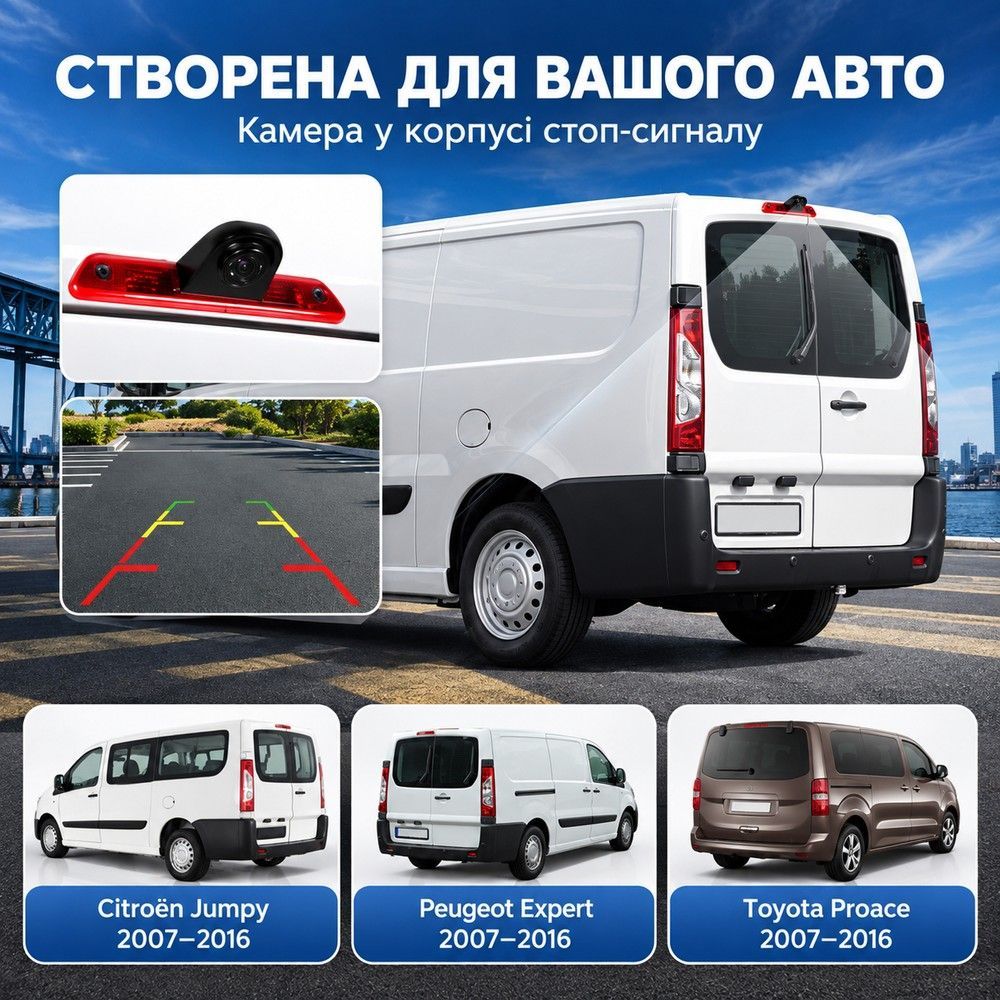Камера заднего вида Podofo A4175 для Citroen Jumpy 2007-2016/Peugeot Expert 2007-2016/Toyota Proace 2007-2016