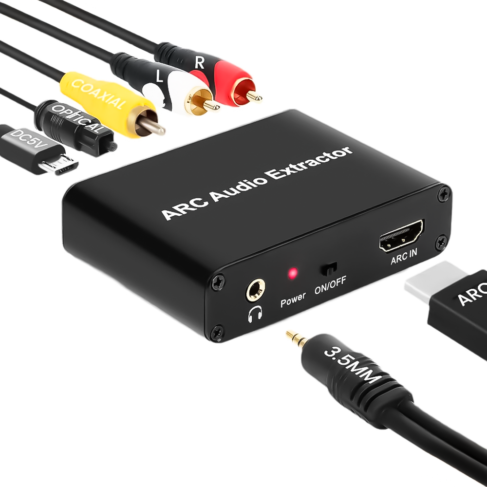 HDMI ARC аудио экстрактор Addap HAE04, конвертер звука с HDMI на RCA/AUX 3.5 мм/Toslink (SPDIF)/Coaxial, для ТВ, саундбаров и усилителей