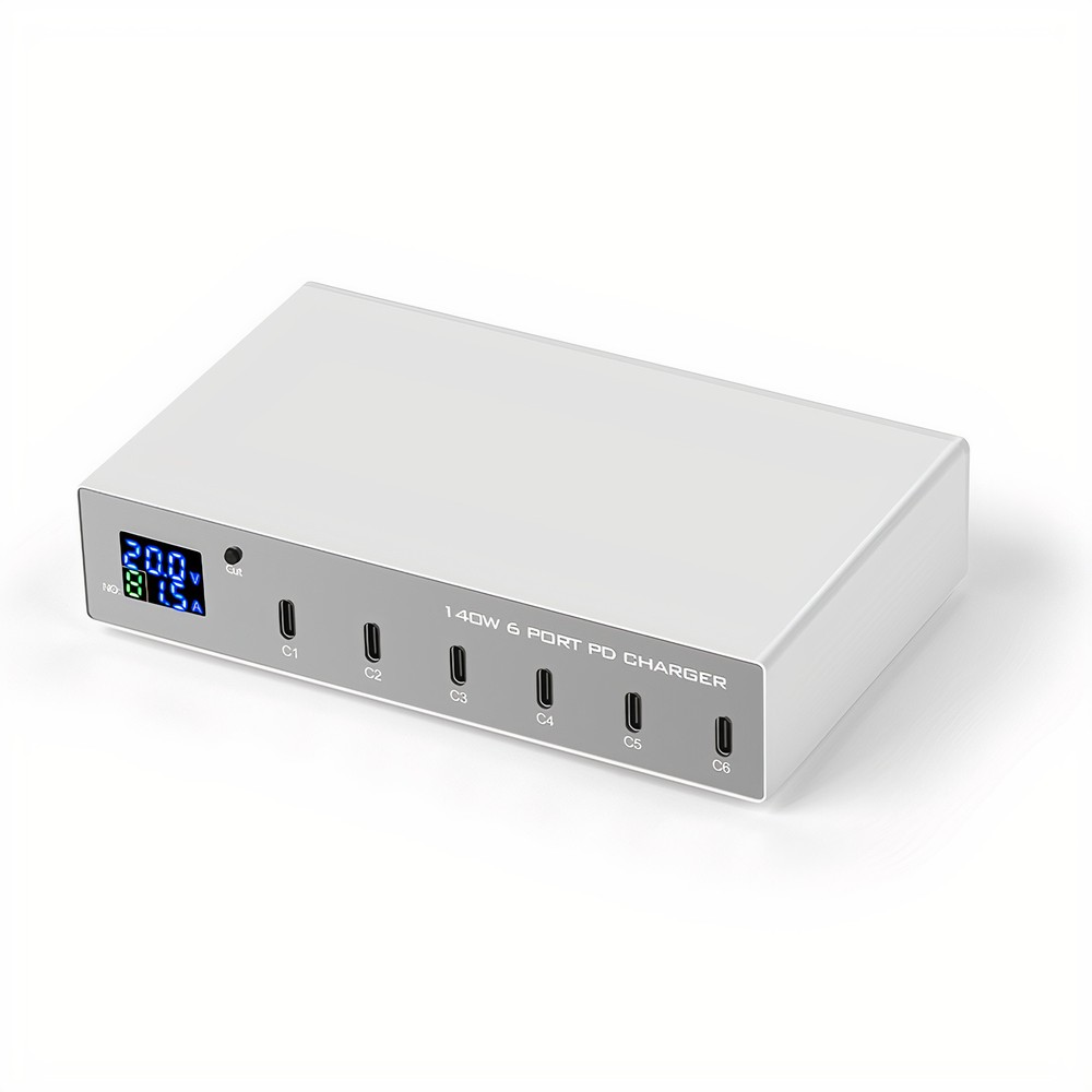 Зарядна док-станція на 6 USB Type-C портів Digital Lion MCS-X6P мультизарядний пристрій з підтримкою швидкого заряджання PD 3.0, 140 W