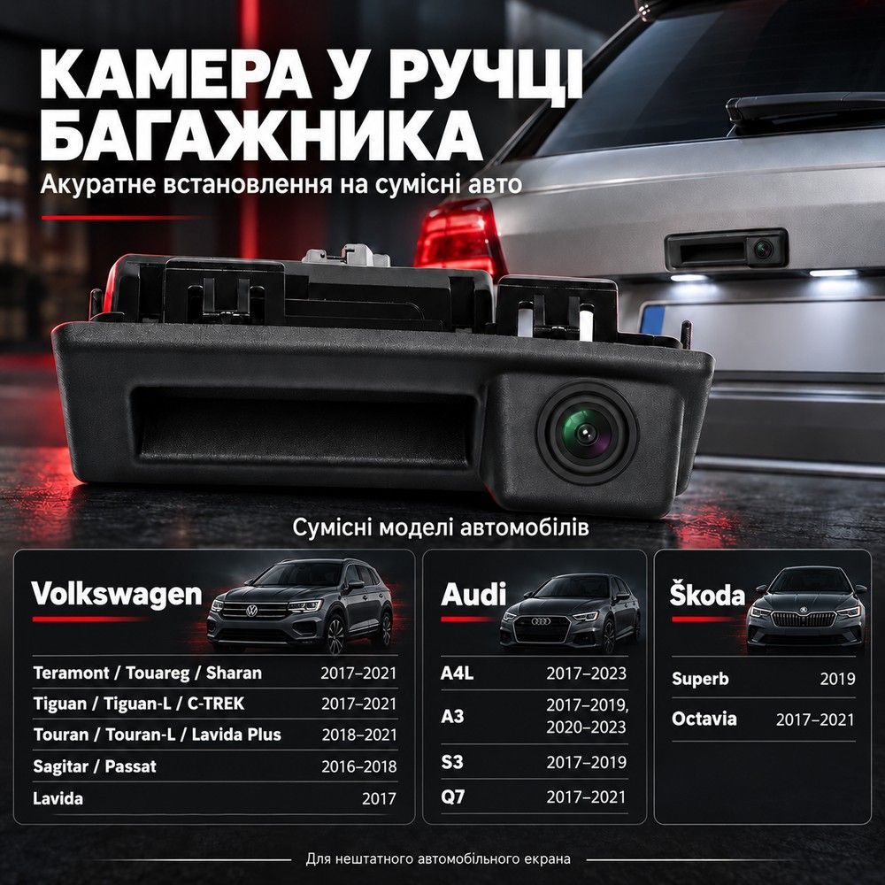 Камера заднего вида в ручке багажника Podofo A3441 для Volkswagen/Audi/SKODA