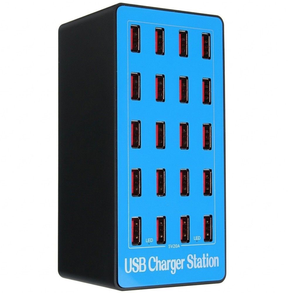 Док-станція | зарядний пристрій на 20 USB портів Digital Lion CS-A5+, 100W, блакитна