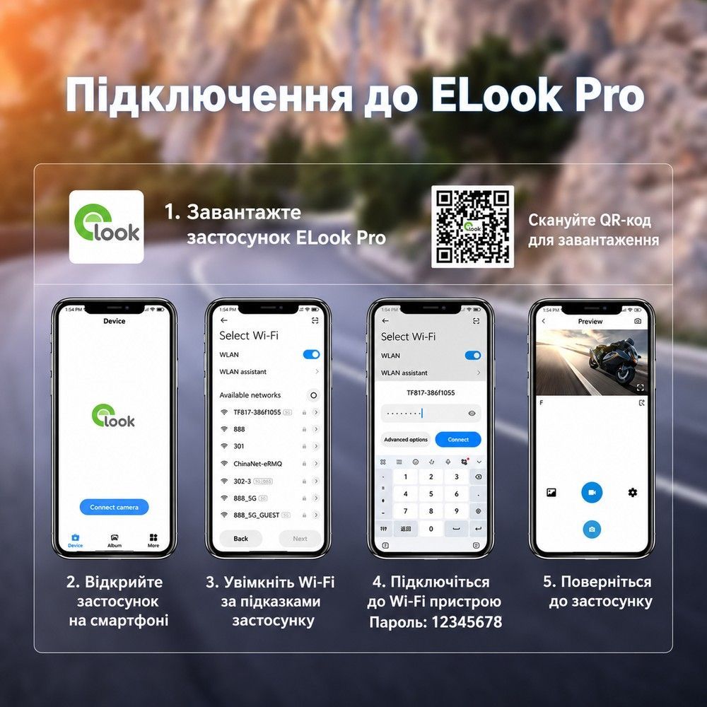 Мотоциклетний відеореєстратор з 2 камерами переднього та заднього огляду Podofo A4661 з Apple CarPlay, Android Auto, Bluetooth, DVR, TPMS та IP67
