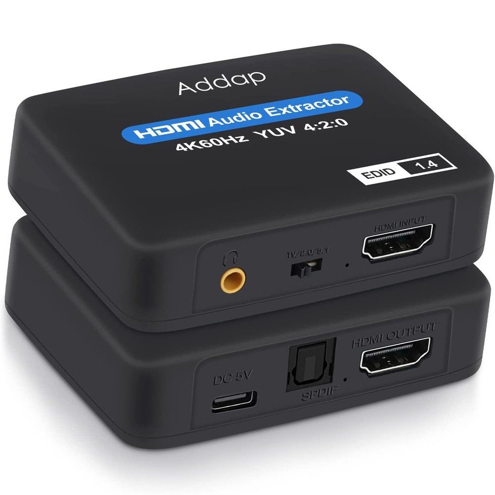 Экстрактор аудио, преобразователь с HDMI на SPDIF (Toslink) + 3.5мм mini Jack Addap HAE-01, с поддержкой 4К и оптического звука