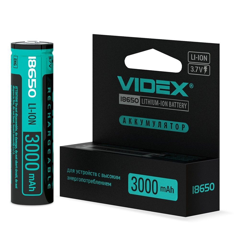 Батарея литий-ионная аккумуляторная 18650 Li-Ion на 3000 mAh Videx | с защитой