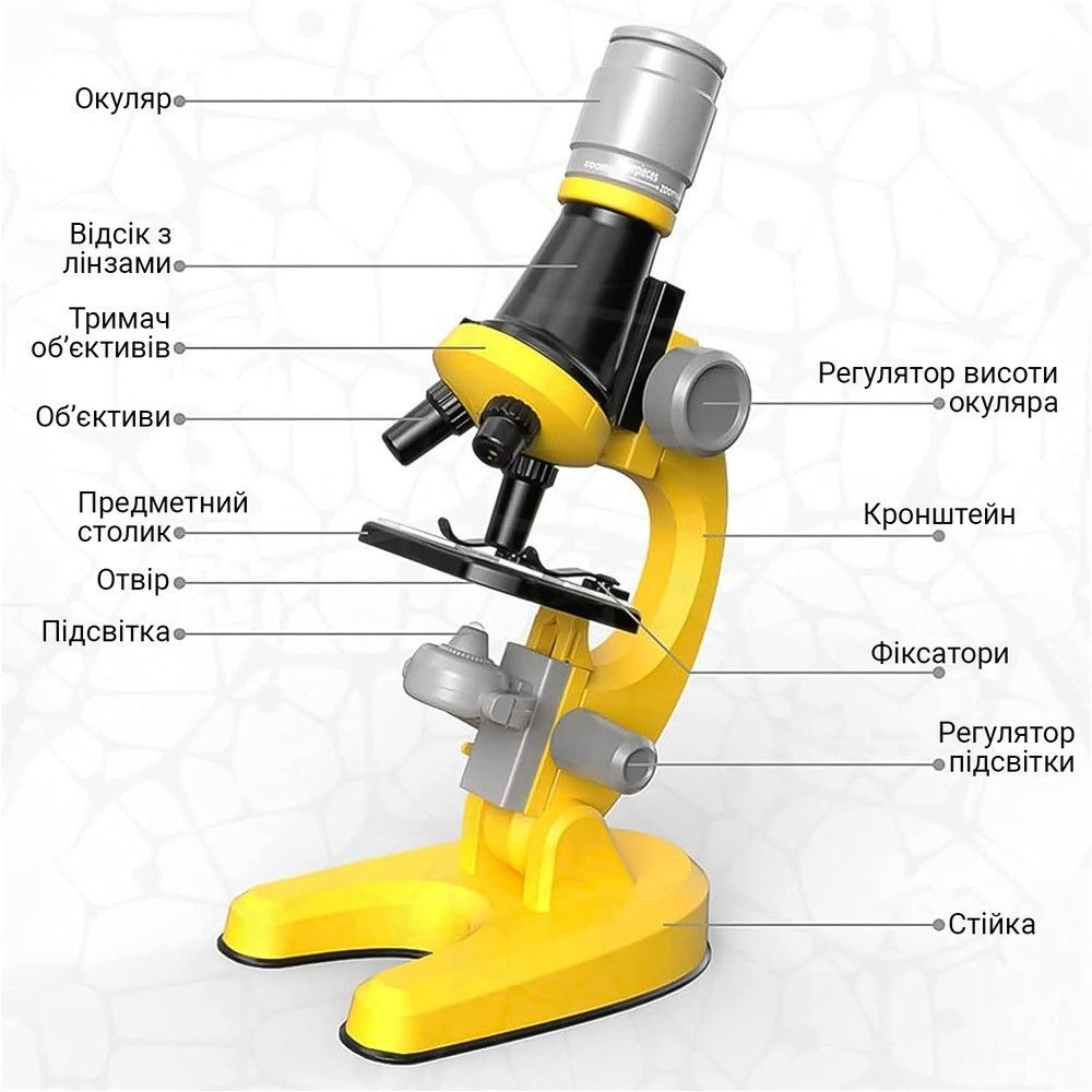 Детский научный набор: микроскоп для ребенка с увеличением 1200х uSmart 1012A1 + биологические образцы