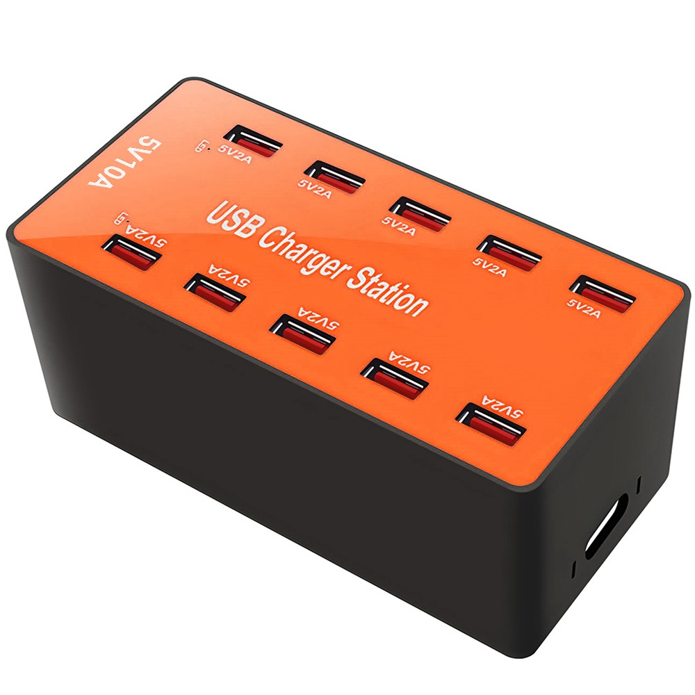 Мультизарядная станция Digital Lion CS-A5B, многопортовое сетевое зарядное устройство на 10 USB, 50W, Оранжевая