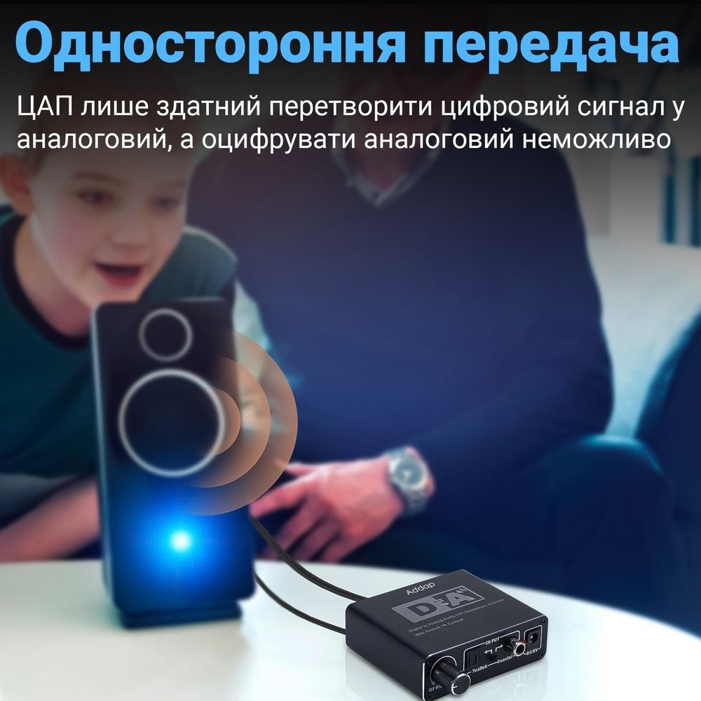 Звуковой преобразователь, цифровой аналоговый конвертер Digital Lion DAC02, ЦАП 4в1: Toslink + Коаксиал на RCA + 3.5 мм + Toslink + Коаксиал