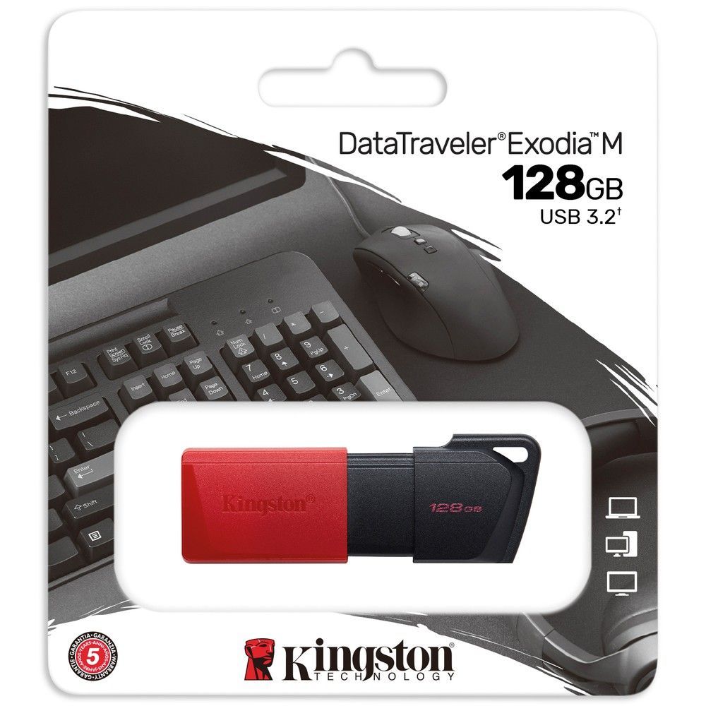 Флеш-накопичувач USB 3.2 Kingston DataTraveler Exodia M на 128GB, 5 Гбіт/с, Red