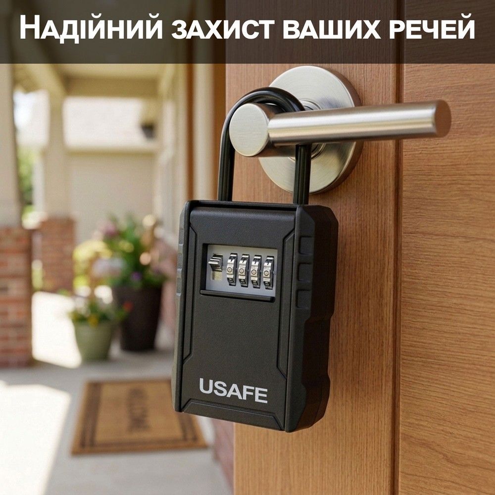 Антивандальный сейф для ключей с кодовым замком и крючком USafe KS-09h