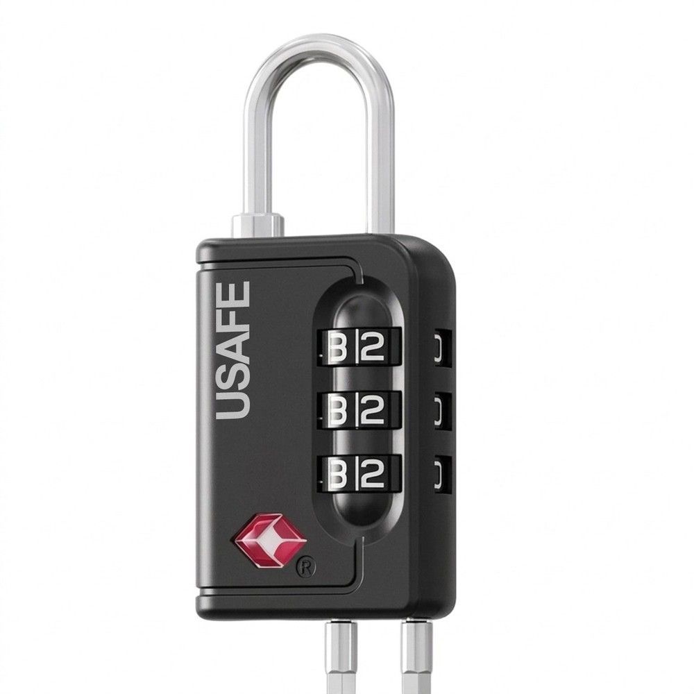 Замок підвісний USafe CP-05-TSA для багажу з гнучким тросом та зі змінним 3-значним кодом та підтримкою TSA ключа